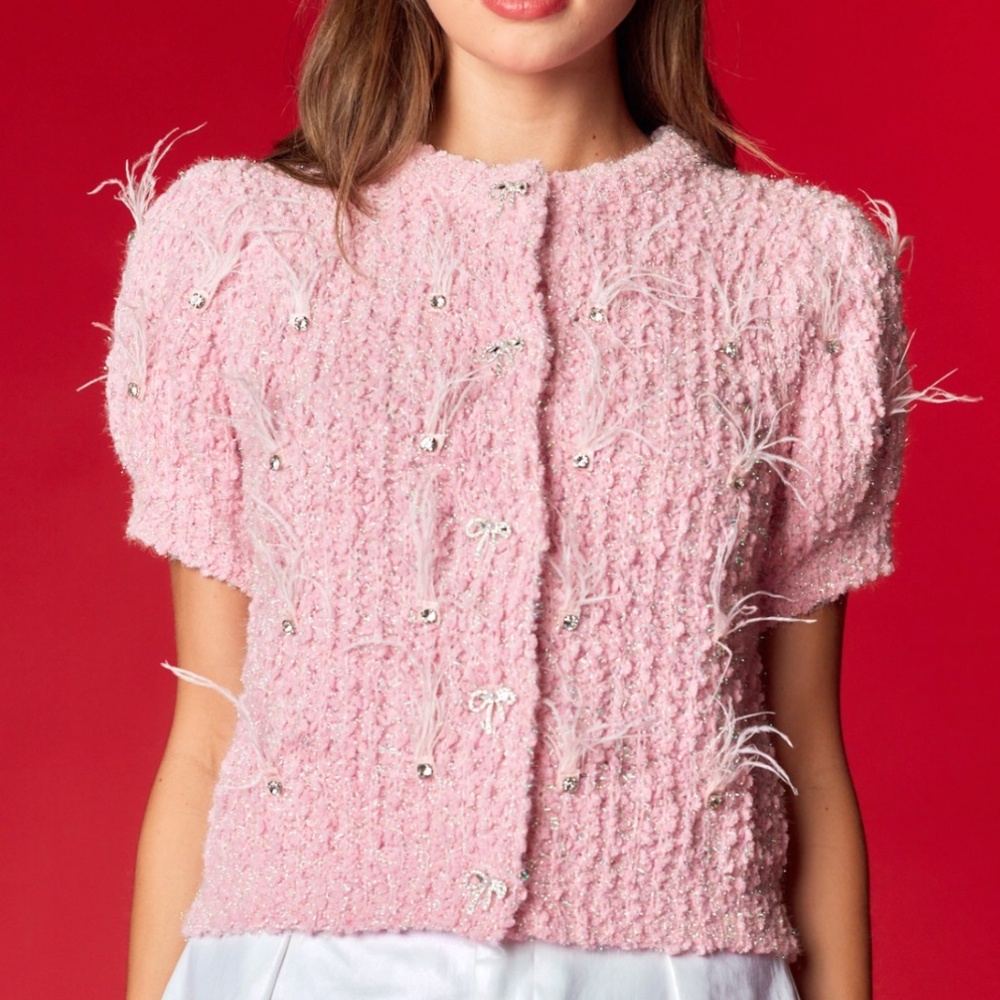 ⭐️ Rareraw “Katrina 2 “ Rareraw Knit Sweater with Feather & Rhinestone Detail 53